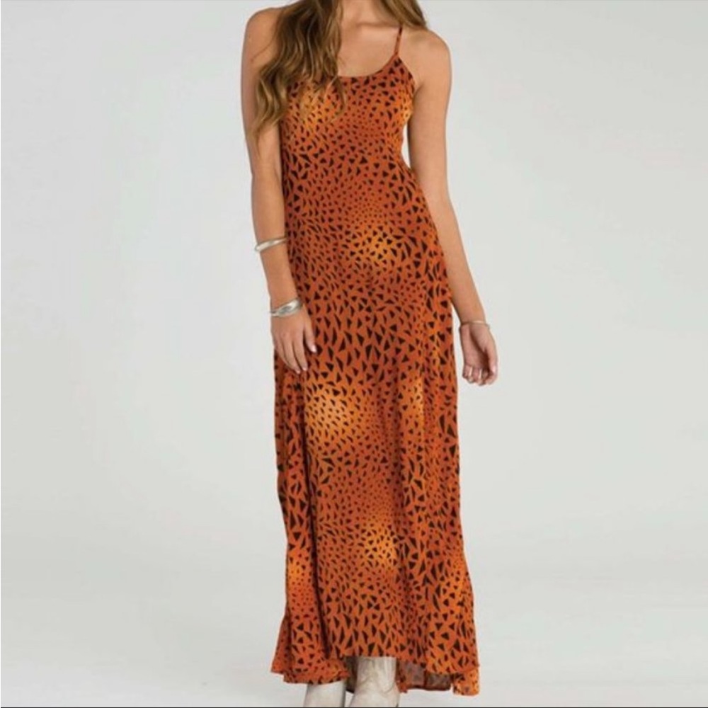 Billabong Orange Patterned Maxi Slip Dress